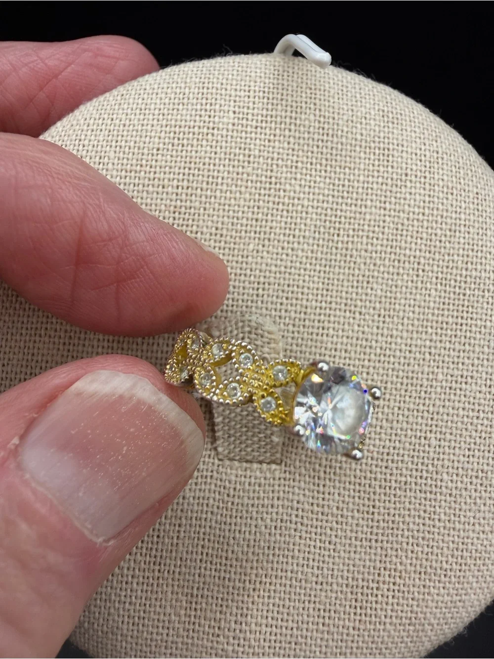 Gold & Silver Toned Cubic Zirconia S925 Ring Size 7